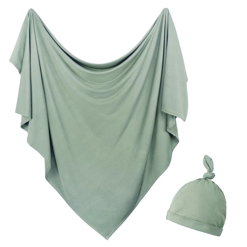 OWLOWLA Newborn Swaddle Set Stretch Wrap Swaddle Receiving Blanket for Baby Boy Girl(Olive-rm) - Image 1